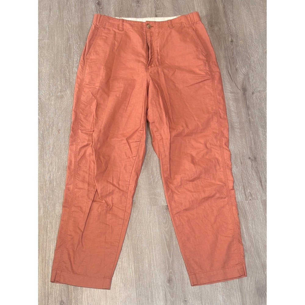 Uniqlo Women Orange Cotton Linen Relaxed Tapered Pants Size M 28-29‎